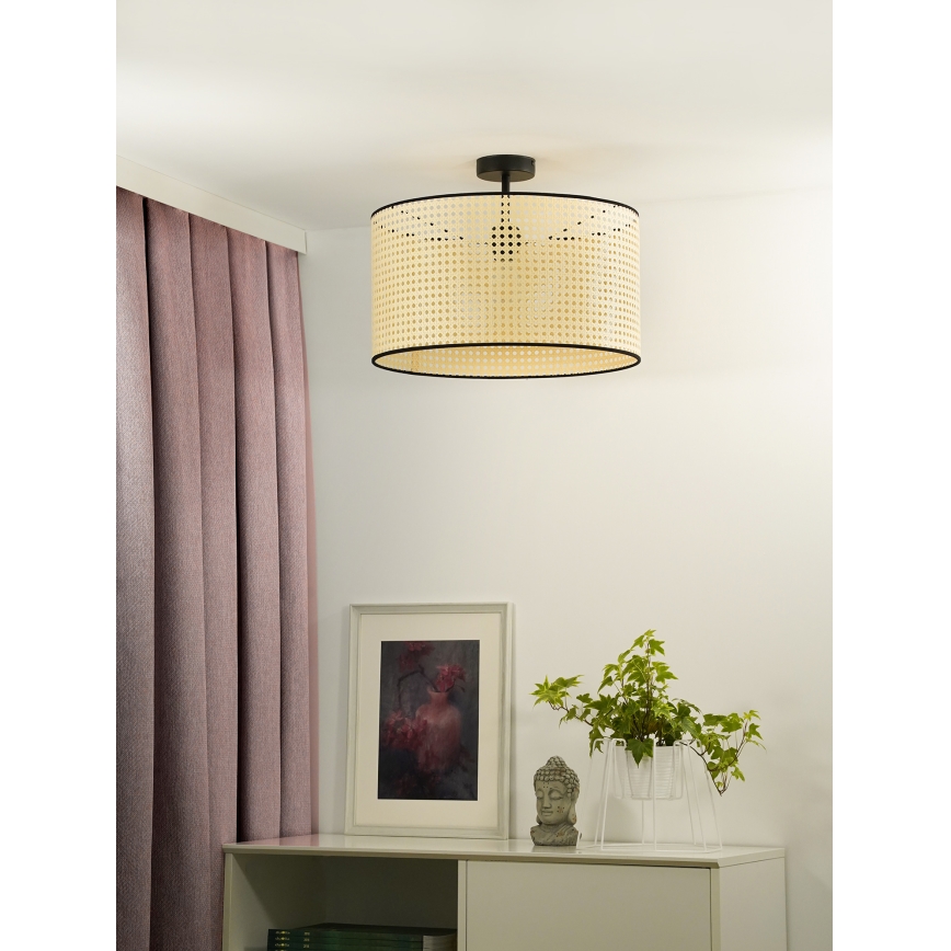 Duolla - Plafonski luster ROLLER RATTAN 1xE27/15W/230V prečnik 45 cm bež/crna