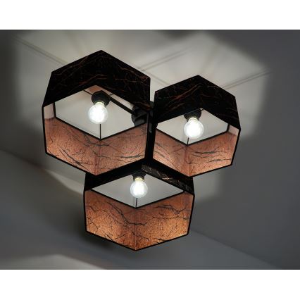 Duolla - Plafonski luster ROLLER TRIO HEX 3xE27/15W/230V crna/bakrena