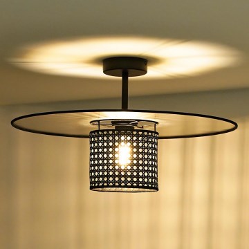 Duolla - Plafonski luster TOKYO RATTAN 1xE27/15W/230V, prečnik 50 cm, crna/srebrna