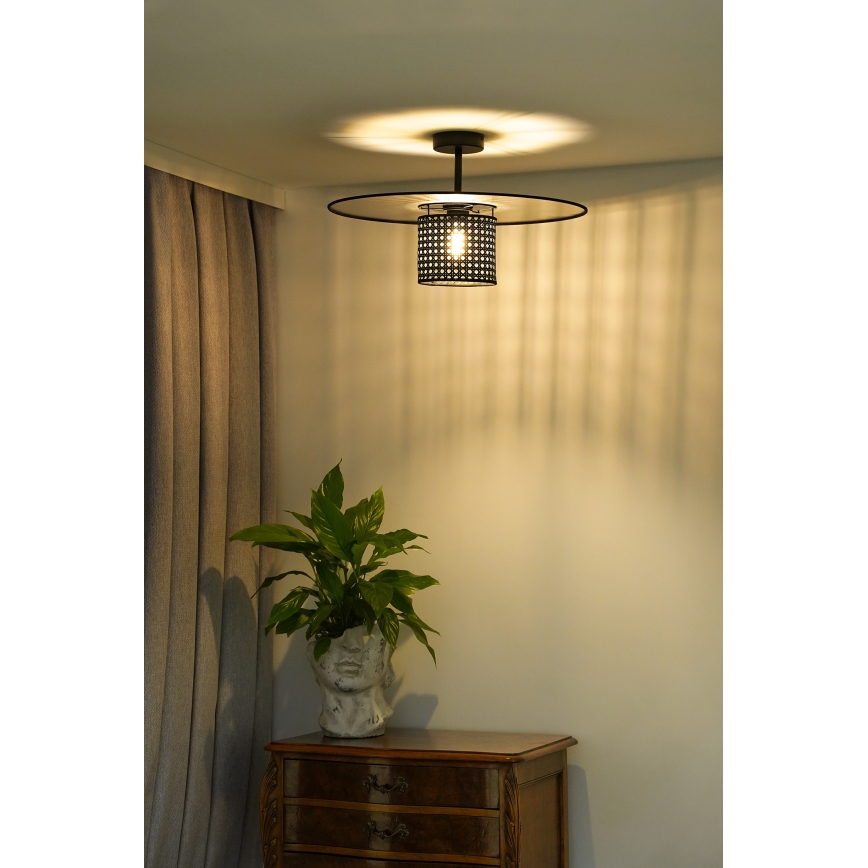 Duolla - Plafonski luster TOKYO RATTAN 1xE27/15W/230V, prečnik 50 cm, crna/srebrna