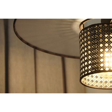 Duolla - Plafonski luster TOKYO RATTAN 1xE27/15W/230V, prečnik 50 cm, crna/srebrna