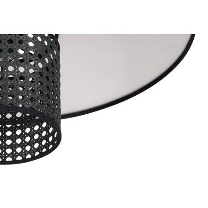 Duolla - Plafonski luster TOKYO RATTAN 1xE27/15W/230V, prečnik 50 cm, crna/srebrna