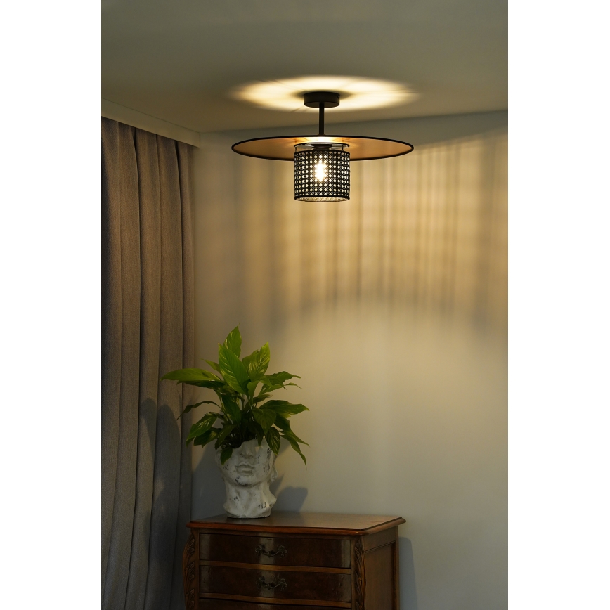 Duolla - Plafonski luster TOKYO RATTAN 1xE27/15W/230V Ø 50 cm zlatna/crna