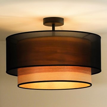 Duolla - Plafonski luster WOOD BOHO 1xE27/15W/230V, prečnik 45 cm, crna/bež