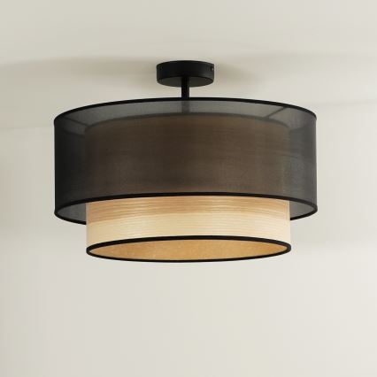 Duolla - Plafonski luster WOOD BOHO 1xE27/15W/230V, prečnik 45 cm, crna/bež