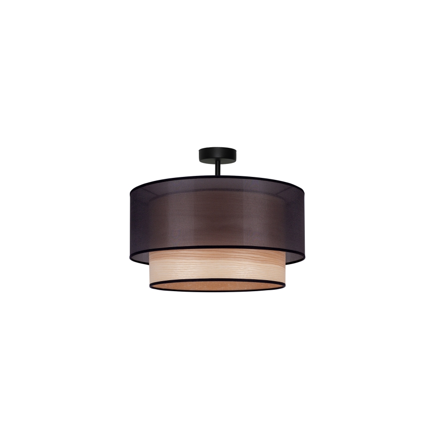 Duolla - Plafonski luster WOOD BOHO 1xE27/15W/230V, prečnik 45 cm, crna/bež