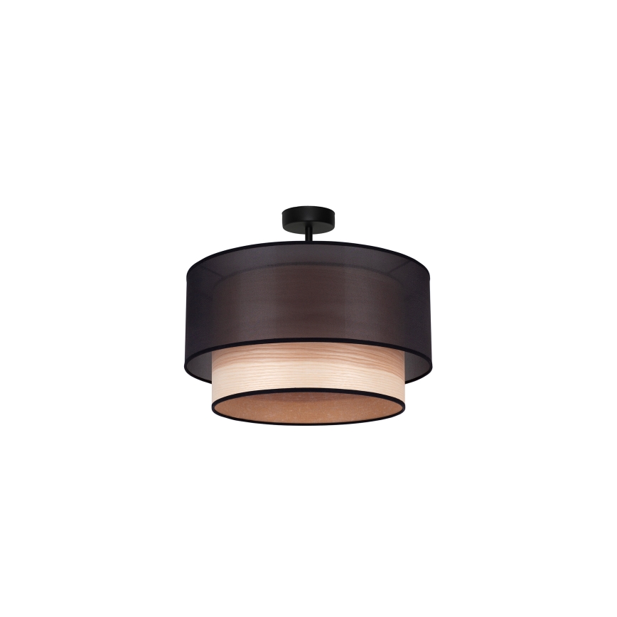 Duolla - Plafonski luster WOOD BOHO 1xE27/15W/230V, prečnik 45 cm, crna/bež
