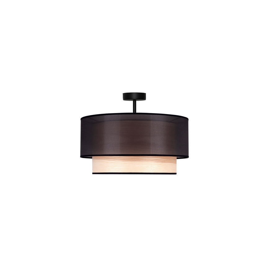 Duolla - Plafonski luster WOOD BOHO 1xE27/15W/230V, prečnik 45 cm, crna/bež