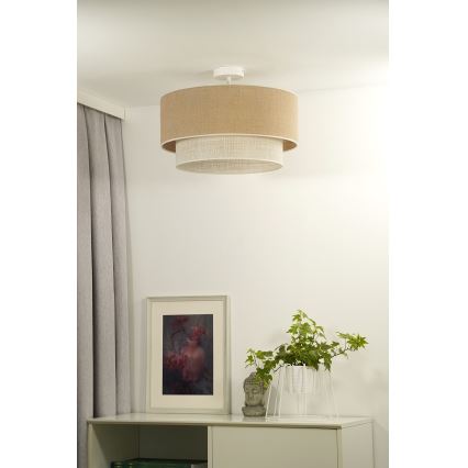 Duolla - Plafonski luster YUTE BOHO 3xE27/15W/230V prečnik 60 cm braon/krem