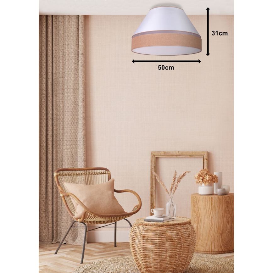 Duolla - Plafonsko svetlo AVIGNON 1xE27/15W/230V, prečnik 50 cm, bela/braon