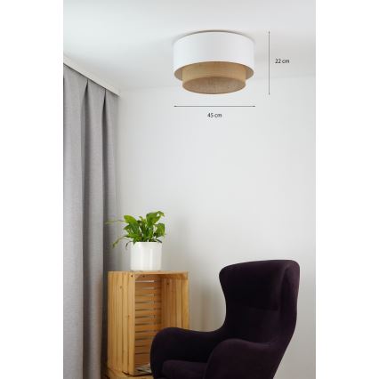 Duolla - Plafonsko svetlo BOHO 1xE27/15W/230V prečnik 45 cm bela/braon