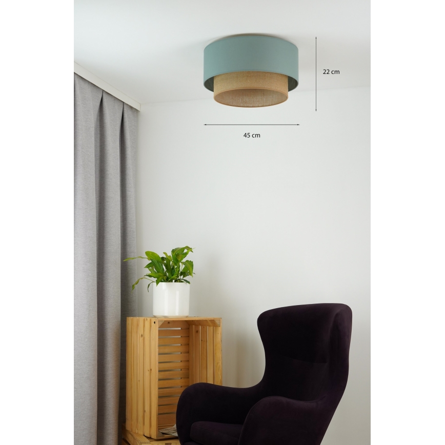 Duolla - Plafonsko svetlo BOHO 1xE27/15W/230V prečnik 45 cm zeleno/smeđe