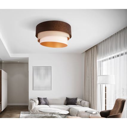 Duolla - Plafonsko svetlo DEVON 1xE27/40W/230V prečnik 45 cm braon/bež