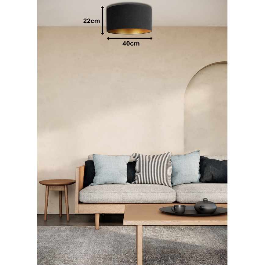 Duolla - Plafonsko svetlo ROLLER 1xE27/15W/230V, prečnik 40 cm, crno/zlatno