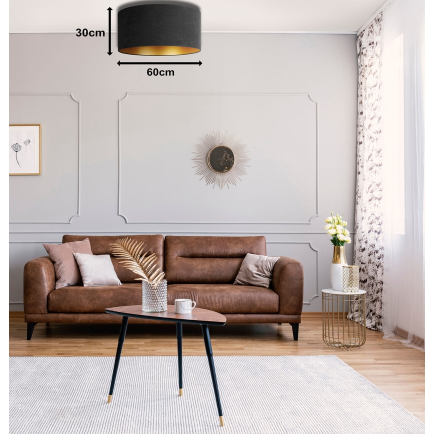 Duolla - Plafonsko svetlo ROLLER 3xE27/15W/230V prečnik 60 cm crna/zlatna