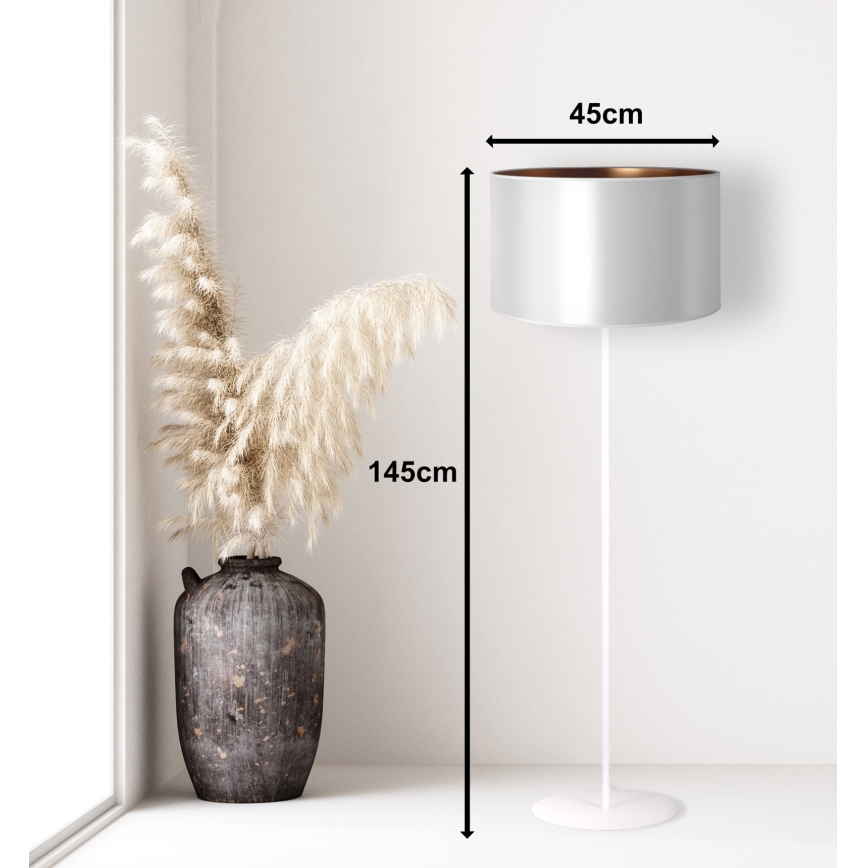 Duolla - Podna lampa CANNES 1xE27/15W/230V prečnik 45 cm srebrna/bakrena/bela