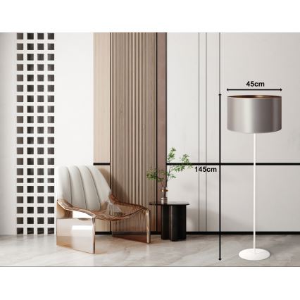 Duolla - Podna lampa CANNES 1xE27/15W/230V Ø 45 cm srebrna/bakarna/bela