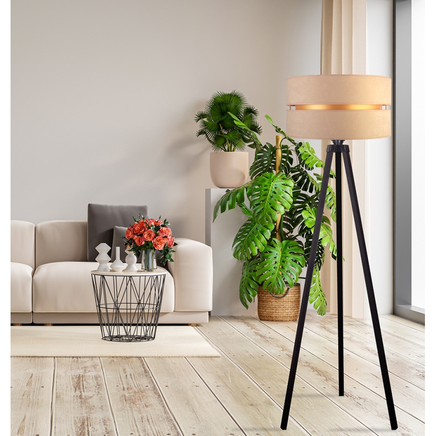 Duolla - Podna lampa DUO 1xE27/60W/230V, prečnik 44 cm, bež/wenge