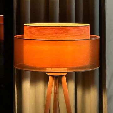 Duolla - Podna lampa WOOD BOHO 1xE27/15W/230V prečnik 45 cm bakarna/braon/bež
