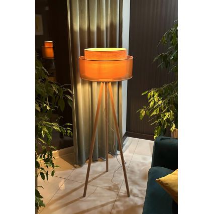 Duolla - Podna lampa WOOD BOHO 1xE27/15W/230V prečnik 45 cm bakarna/braon/bež