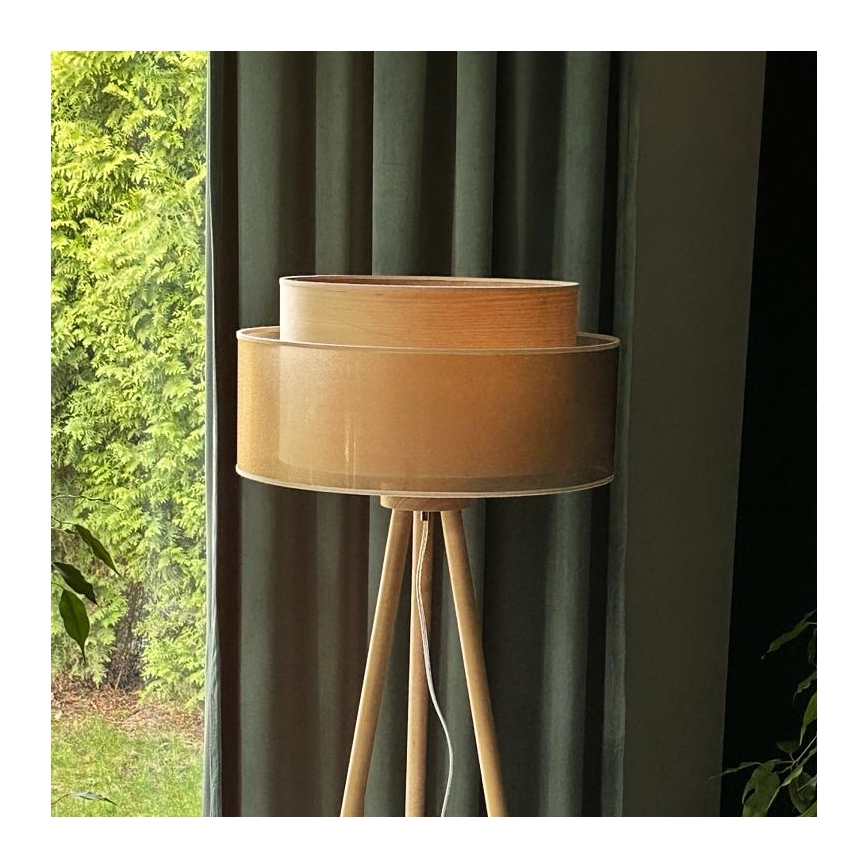 Duolla - Podna lampa WOOD BOHO 1xE27/15W/230V prečnik 45 cm bakarna/braon/bež