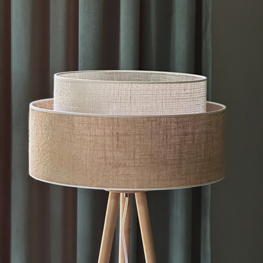 Duolla - Podna lampa YUTE BOHO 1xE27/15W/230V prečnika 45 cm braon/krem