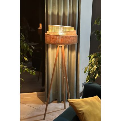 Duolla - Podna lampa YUTE TRIO 1xE27/15W/230V prečnik 45 cm braon/siva/bež