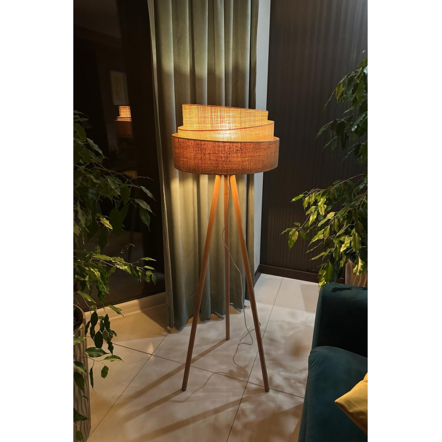Duolla - Podna lampa YUTE TRIO 1xE27/15W/230V prečnik 45 cm braon/siva/bež