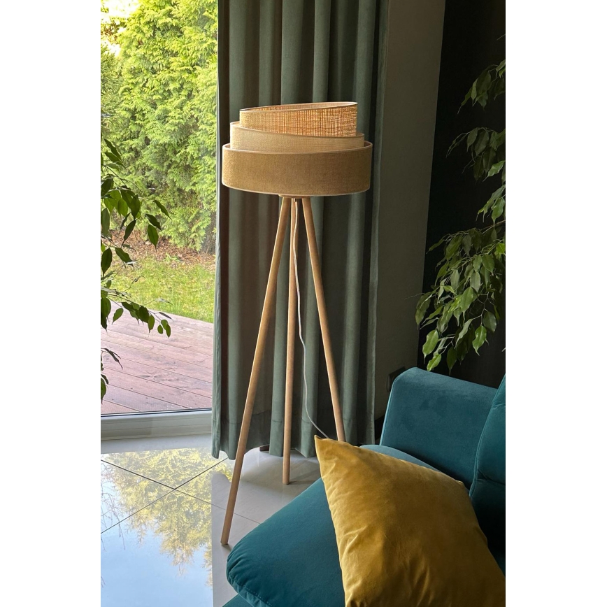 Duolla - Podna lampa YUTE TRIO 1xE27/15W/230V prečnik 45 cm braon/siva/bež