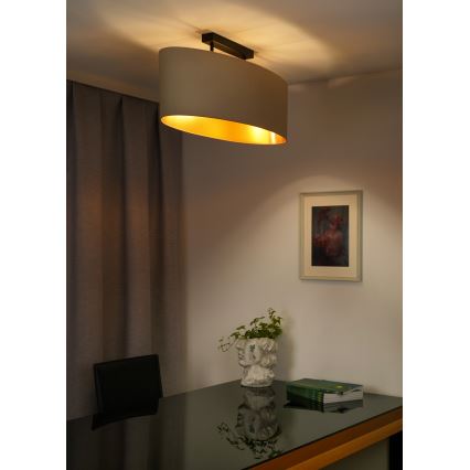 Duolla - Prislonjen plafonski luster OVAL VEGAN 2xE27/15W/230V krem boje