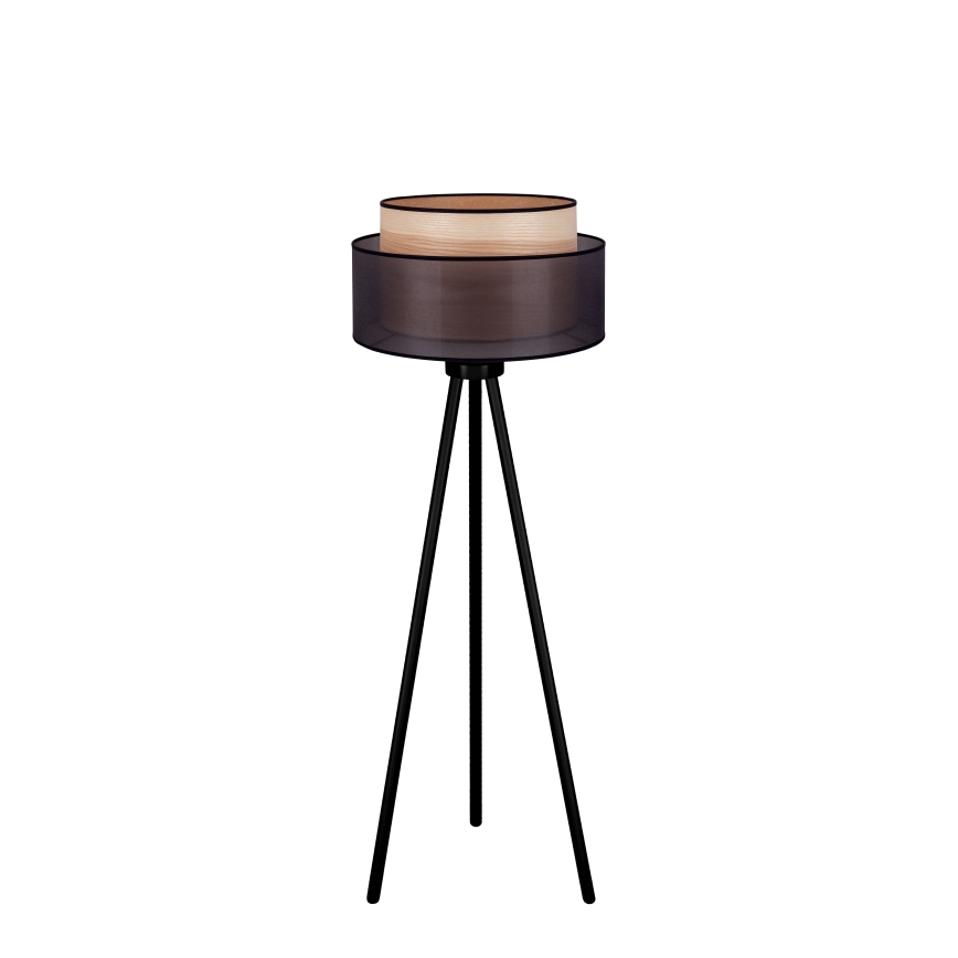 Duolla - Stojeća lampa WOOD BOHO 1xE27/15W/230V prečnik 45 cm crna/bež