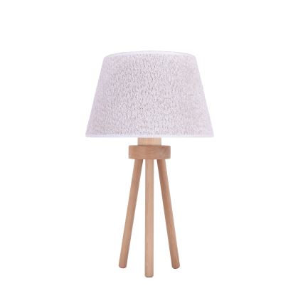 Duolla - Stona lampa BOUCLE 1xE27/15W/230V, prečnik 28 cm, bela/drvo