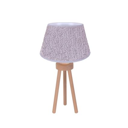 Duolla - Stona lampa BOUCLE 1xE27/15W/230V Ø 28 cm siva/drvo