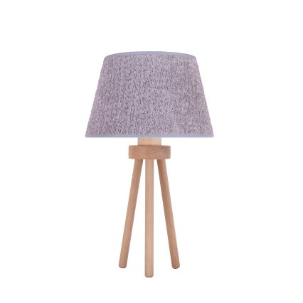 Duolla - Stona lampa BOUCLE 1xE27/15W/230V Ø 28 cm siva/drvo