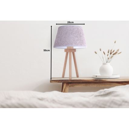 Duolla - Stona lampa BOUCLE 1xE27/15W/230V Ø 28 cm siva/drvo