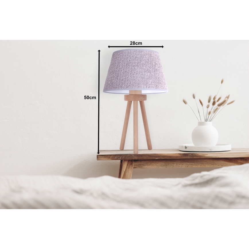 Duolla - Stona lampa BOUCLE 1xE27/15W/230V Ø 28 cm siva/drvo
