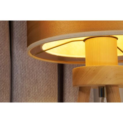 Duolla - Stona lampa WOOD BOHO 1xE27/15W/230V prečnik 25 cm bakrena/braon/bež
