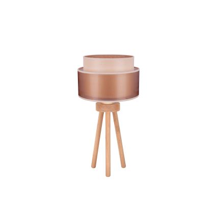 Duolla - Stona lampa WOOD BOHO 1xE27/15W/230V prečnik 25 cm bakrena/braon/bež
