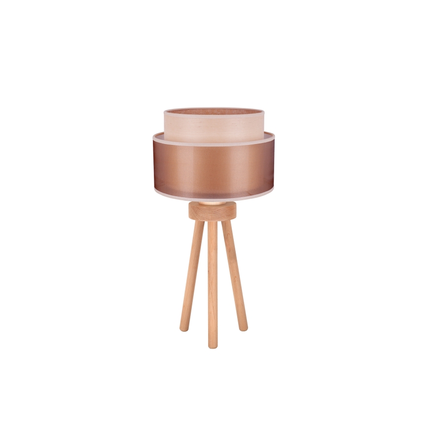 Duolla - Stona lampa WOOD BOHO 1xE27/15W/230V prečnik 25 cm bakrena/braon/bež