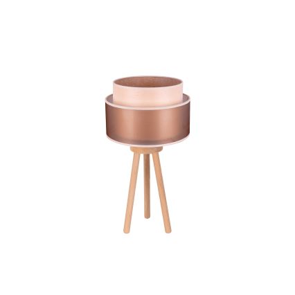 Duolla - Stona lampa WOOD BOHO 1xE27/15W/230V prečnik 25 cm bakrena/braon/bež