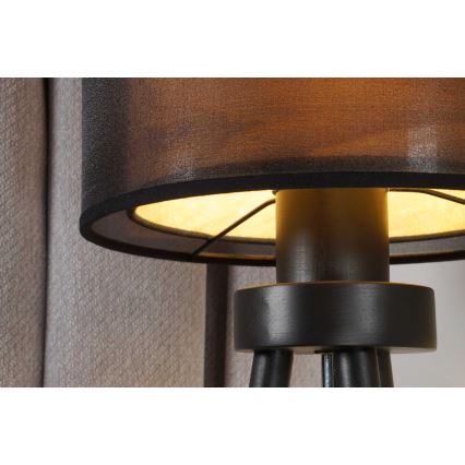 Duolla - Stona lampa WOOD BOHO 1xE27/15W/230V, prečnik 25 cm, crna/bež