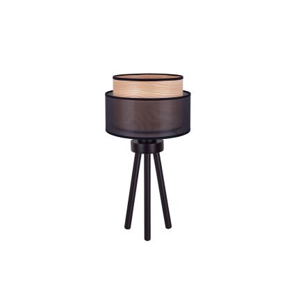 Duolla - Stona lampa WOOD BOHO 1xE27/15W/230V, prečnik 25 cm, crna/bež
