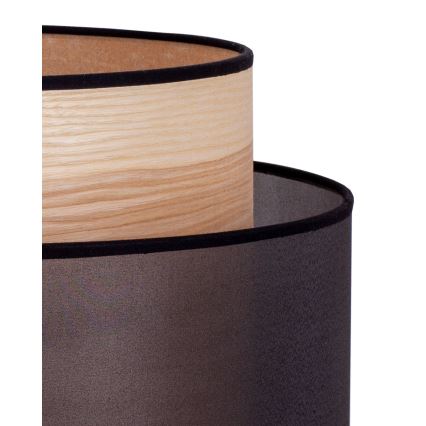 Duolla - Stona lampa WOOD BOHO 1xE27/15W/230V, prečnik 25 cm, crna/bež