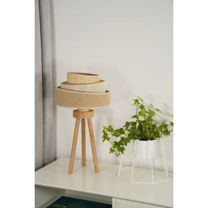Duolla - Stona lampa YUTE TRIO 1xE27/15W/230V prečnik 25 cm braon/siva/bež