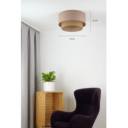 Duolla - Stropna svetiljka BOHO 1xE27/15W/230V prečnik 45 cm bež/braon