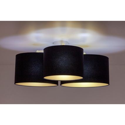 Duolla - Stropna svetiljka ROLLER TRIO 3xE27/60W/230V crna/zlatna