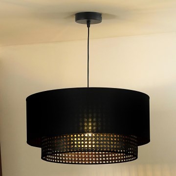 Duolla - Viseći luster na sajli BOHO RATTAN 1xE27/15W/230V, prečnik 45 cm, crna