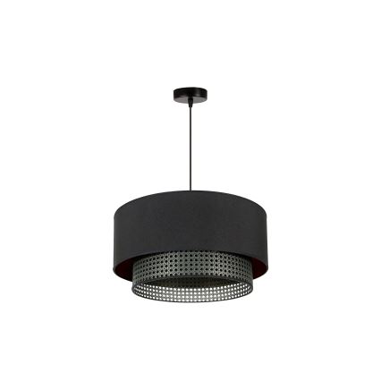 Duolla - Viseći luster na sajli BOHO RATTAN 1xE27/15W/230V, prečnik 45 cm, crna