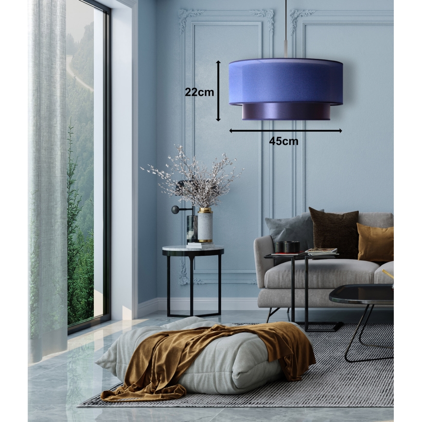 Duolla - Visilica na sajli NANTES 1xE27/15W/230V prečnik 45 cm plava/srebrna