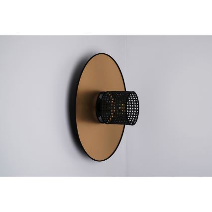 Duolla - Zidna svetiljka TOKYO RATTAN 1xE27/15W/230V prečnik 50 cm zlatna/crna